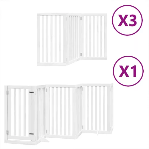 Fehér nyárfa 15 paneles összecsukható kutyakapu ajtóval 750 cm