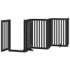 Fekete nyárfa 12 paneles összecsukható kutyakapu ajtóval 600 cm