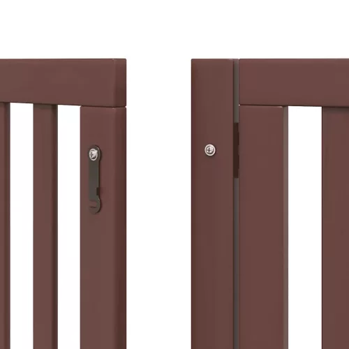 Barna nyárfa 15 paneles összecsukható kutyakapu ajtóval 750 cm