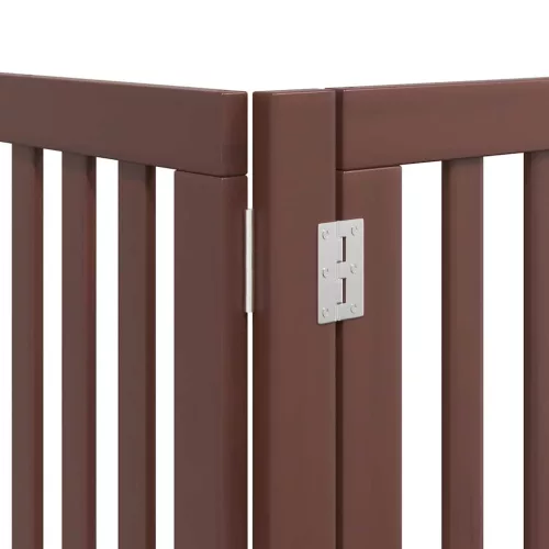 Barna nyárfa 15 paneles összecsukható kutyakapu ajtóval 750 cm