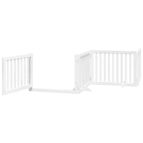 Fehér nyárfa 12 paneles összecsukható kutyakapu ajtóval 960 cm