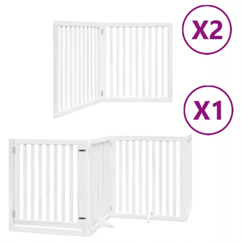 Fehér nyárfa 8 paneles összecsukható kutyakapu ajtóval 640 cm