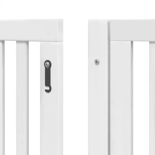 Fehér nyárfa 8 paneles összecsukható kutyakapu ajtóval 640 cm
