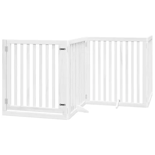 Fehér nyárfa 12 paneles összecsukható kutyakapu ajtóval 960 cm