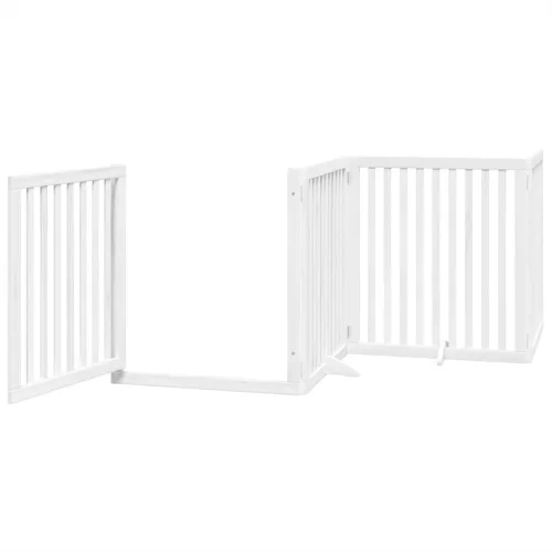 Fehér nyárfa 12 paneles összecsukható kutyakapu ajtóval 960 cm