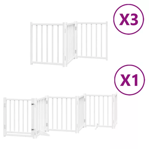 Fehér nyárfa 15 paneles összecsukható kutyakapu ajtóval 750 cm