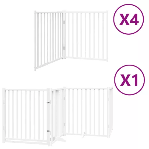 Fehér nyárfa 12 paneles összecsukható kutyakapu ajtóval 960 cm