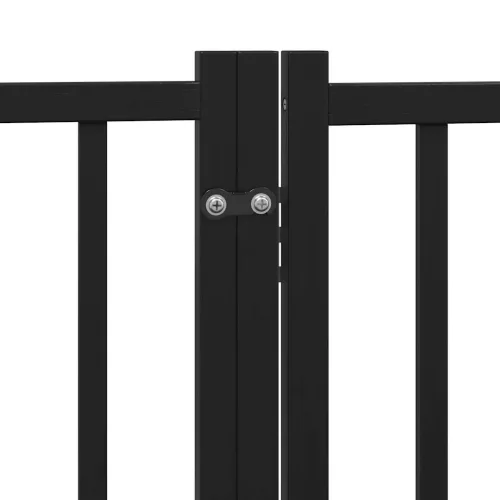Fekete nyárfa 8 paneles összecsukható kutyakapu ajtóval 640 cm