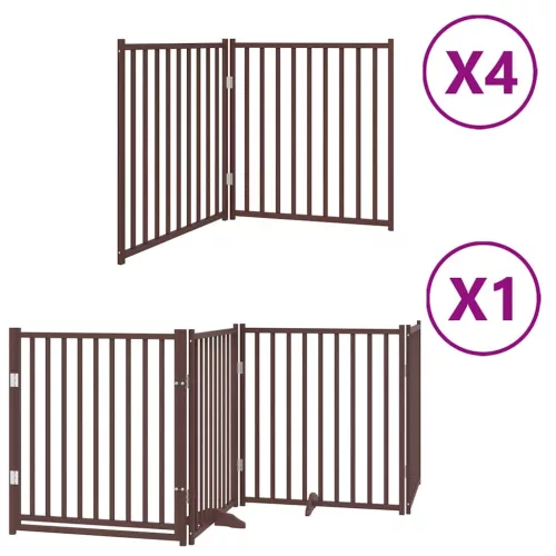 Barna nyárfa 12 paneles összecsukható kutyakapu ajtóval 960 cm