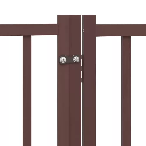 Barna nyárfa 12 paneles összecsukható kutyakapu ajtóval 960 cm