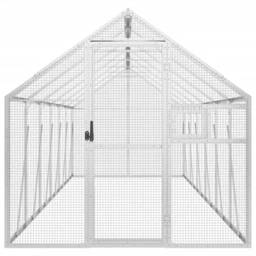 Ezüstszínű alumínium madárház 1,79 x 6 x 1,85 m