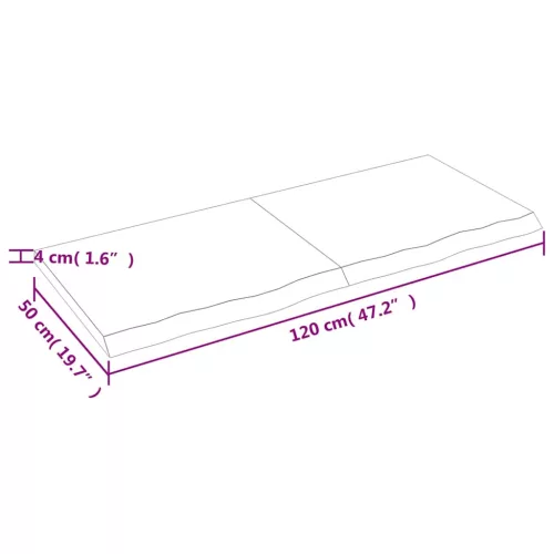 Világosbarna kezelt tömör tölgyfa asztallap 120x50x(2-4) cm