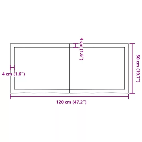 Világosbarna kezelt tömör tölgyfa asztallap 120x50x(2-4) cm