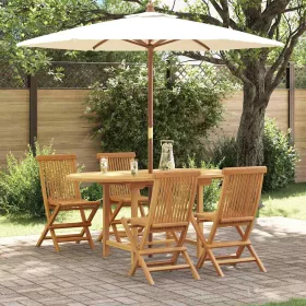   Kert étkező szett 5 pcs Barna 160 x 80 x 75 cm Tömör tíkfa