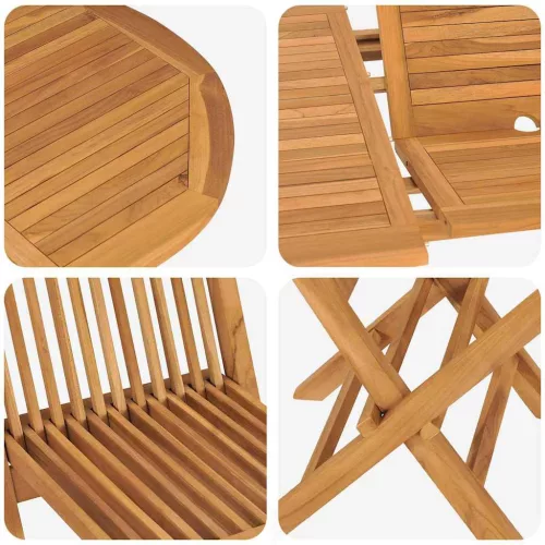 Kert étkező szett 5 pcs Barna 160 x 80 x 75 cm Tömör tíkfa