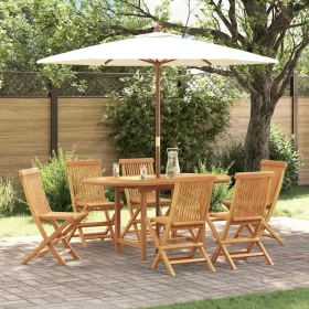   Kert étkező szett 7 pcs Barna 160 x 80 x 75 cm Tömör tíkfa