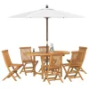 Kert étkező szett 7 pcs Barna 160 x 80 x 75 cm Tömör tíkfa