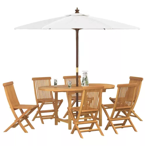 Kert étkező szett 7 pcs Barna 160 x 80 x 75 cm Tömör tíkfa