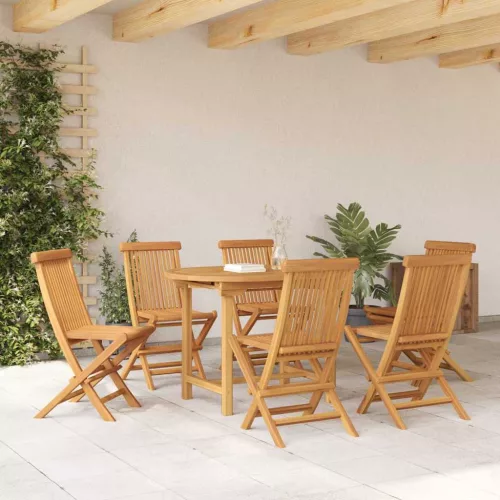 Kert étkező szett 7 pcs Barna 160 x 80 x 75 cm Tömör tíkfa