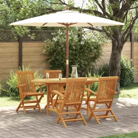   Kert étkező szett 5 pcs Barna 160 x 80 x 75 cm Tömör tíkfa