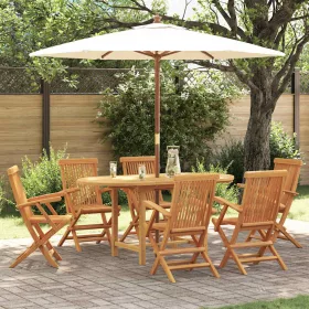   Kert étkező szett 7 pcs Barna 160 x 80 x 75 cm Tömör tíkfa