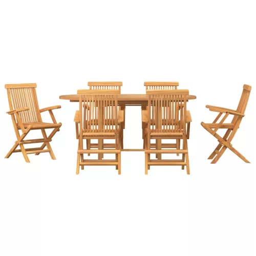 Kert étkező szett 7 pcs Barna 160 x 80 x 75 cm Tömör tíkfa