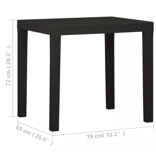 Antracitszürke műanyag kerti asztal 79 x 65 x 72 cm