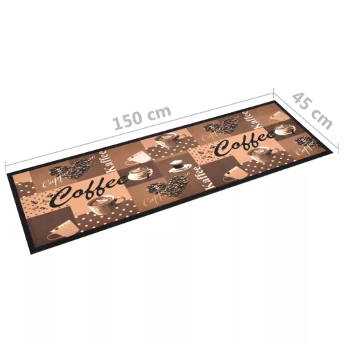 Barna kávémintás mosható konyhai szőnyeg 45 x 150 cm
