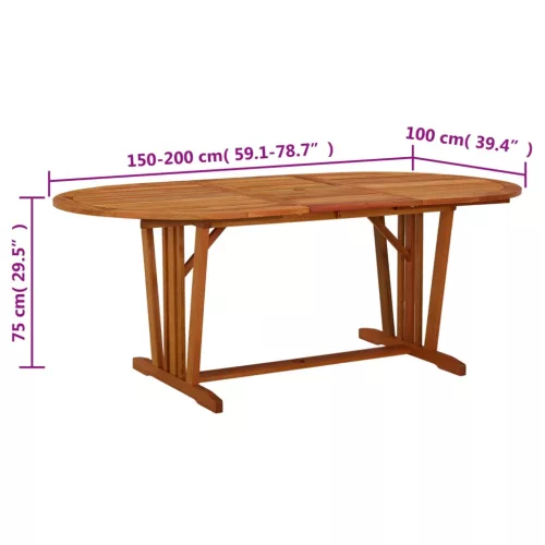 Tömör eukaliptuszfa kerti asztal 200 x 100 x 75 cm