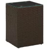 Barna polyrattan kisasztal üveg asztallappal 35 x 35 x 52 cm