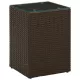 Barna polyrattan kisasztal üveg asztallappal 35 x 35 x 52 cm