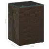 Barna polyrattan kisasztal üveg asztallappal 35 x 35 x 52 cm