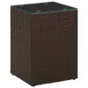 3 db barna polyrattan kisasztal üveg asztallappal
