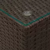 3 db barna polyrattan kisasztal üveg asztallappal
