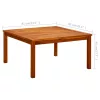 Tömör akácfa kerti dohányzóasztal 85 x 85 x 45 cm