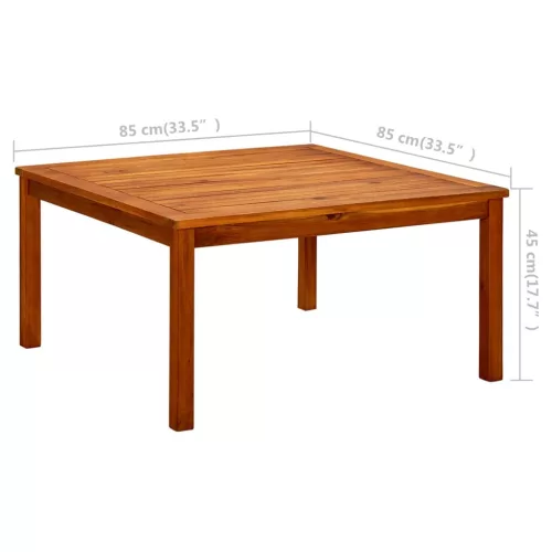 Tömör akácfa kerti dohányzóasztal 85 x 85 x 45 cm