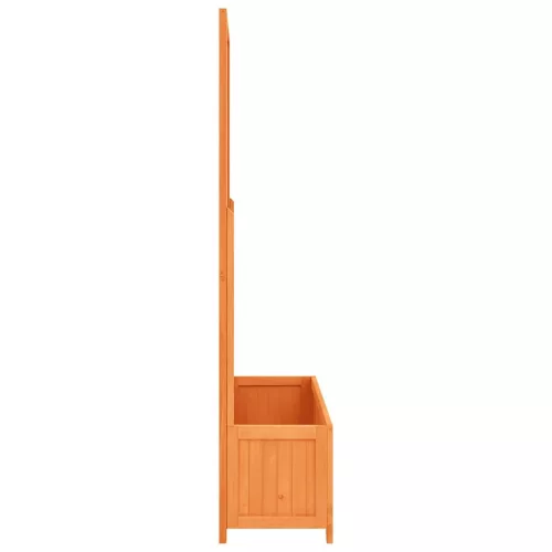 Barna tömör fenyőfa rácsos kerti ültetőláda 70 x 30 x 135 cm