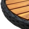 Fekete polyrattan és tömör akácfa teázóasztal 60 cm