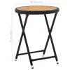 Fekete polyrattan és tömör akácfa teázóasztal 60 cm