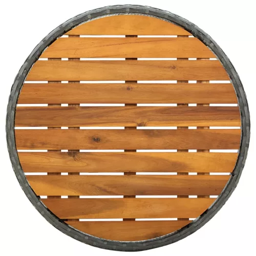 Szürke polyrattan és tömör akácfa teázóasztal 60 cm