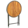 Szürke polyrattan és tömör akácfa teázóasztal 60 cm