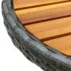 Szürke polyrattan és tömör akácfa teázóasztal 60 cm