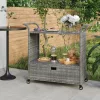 Szürke polyrattan bárkocsi fiókkal 100 x 45 x 97 cm