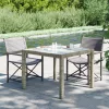Szürke polyrattan és edzett üveg kerti asztal 90 x 90 x 75 cm