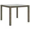 Szürke polyrattan és edzett üveg kerti asztal 90 x 90 x 75 cm