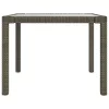 Szürke polyrattan és edzett üveg kerti asztal 90 x 90 x 75 cm