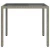 Szürke polyrattan és edzett üveg kerti asztal 90 x 90 x 75 cm
