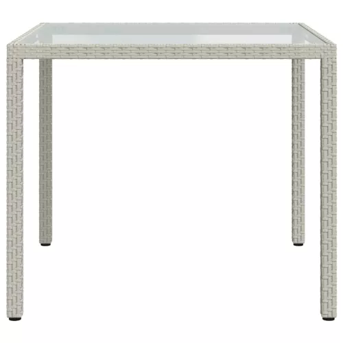 Fehér polyrattan és edzett üveg kerti asztal 90 x 90 x 75 cm
