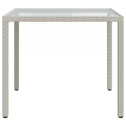 Fehér polyrattan és edzett üveg kerti asztal 90 x 90 x 75 cm
