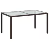 Barna polyrattan és edzett üveg kerti asztal 150 x 90 x 75 cm